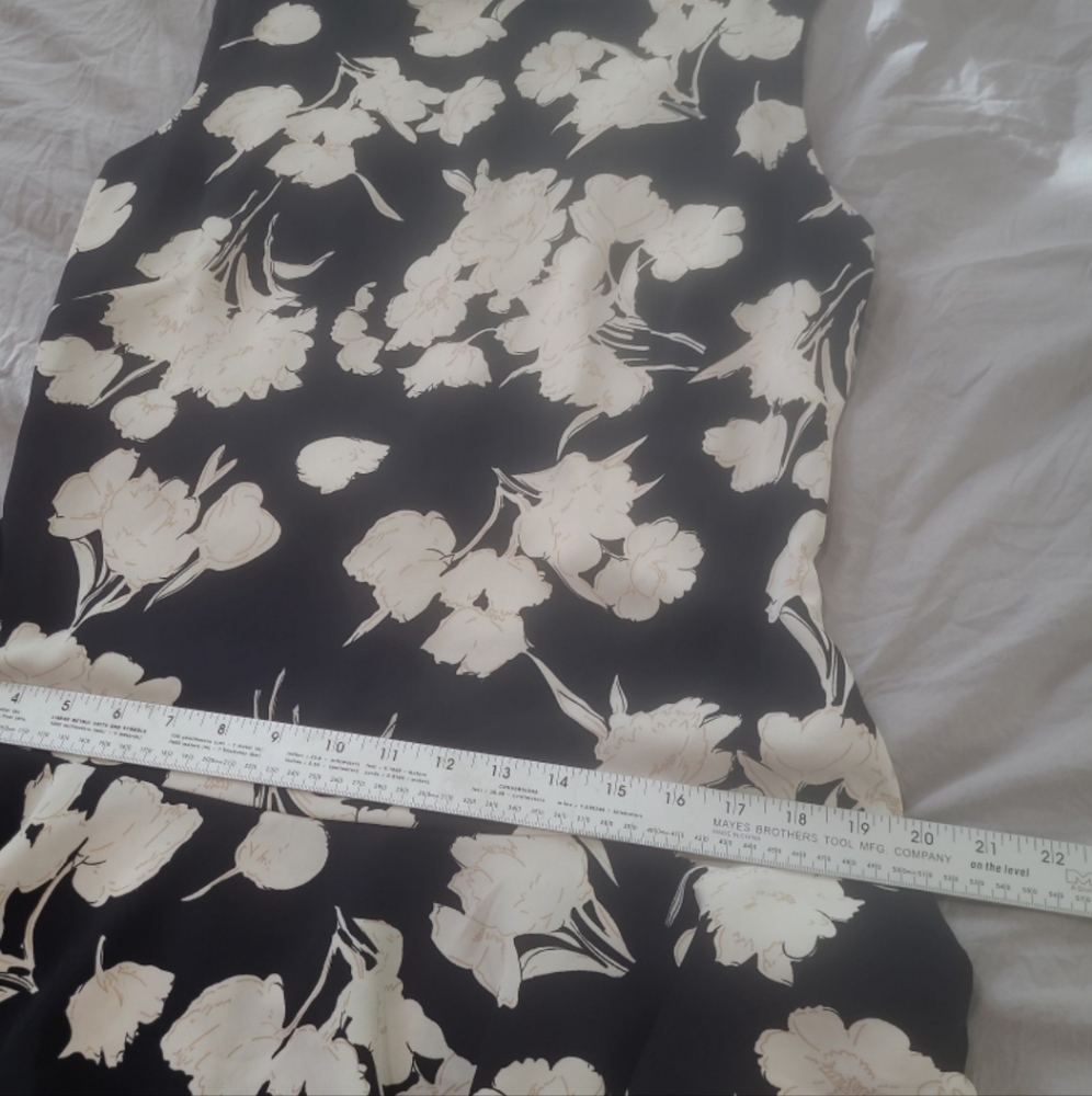 Lauren Ralph Lauren Women SZ 8 Blk‎ cream floral fit & flare dropped waist dress - Picture 10 of 11